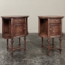 Pair Antique French Louis XVI Oval Marquetry Nightstands