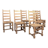 Set of 6 Rustic English Country Rush Seat Dining Chairs