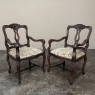 Set of 8 Antique Country French Upholstered Dining Chairs includes 2 Armchairs