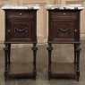Pair 19th Century French Louis XVI Marble Top Nightstands