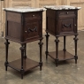 Pair 19th Century French Louis XVI Marble Top Nightstands