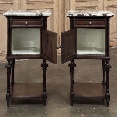 Pair 19th Century French Louis XVI Marble Top Nightstands