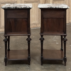 Pair 19th Century French Louis XVI Marble Top Nightstands