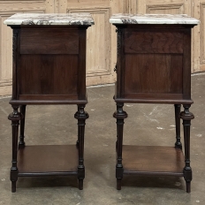 Pair 19th Century French Louis XVI Marble Top Nightstands