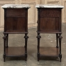 Pair 19th Century French Louis XVI Marble Top Nightstands