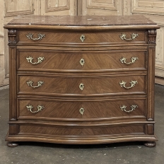 Antique Dutch Neoclassical Marble Top Walnut Chest of Drawers