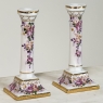 Pair Antique Hand-Painted Porcelain Candlesticks
