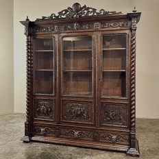 19th Century French Renaissance Triple Bookcase ~ Display Cabinet