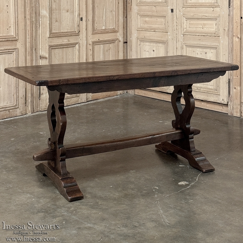 Antique Italian Rustic Style Trestle Table