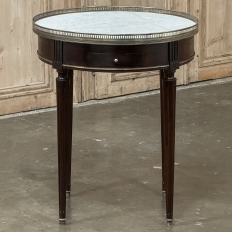 19th Century French Louis XVI Mahogany Marble Top Bouillotte Table