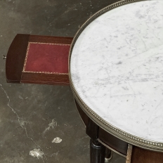 19th Century French Louis XVI Mahogany Marble Top Bouillotte Table