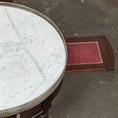 19th Century French Louis XVI Mahogany Marble Top Bouillotte Table