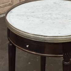 19th Century French Louis XVI Mahogany Marble Top Bouillotte Table