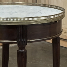 19th Century French Louis XVI Mahogany Marble Top Bouillotte Table