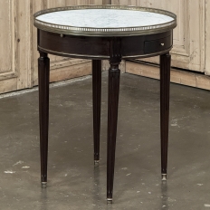19th Century French Louis XVI Mahogany Marble Top Bouillotte Table
