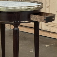 19th Century French Louis XVI Mahogany Marble Top Bouillotte Table