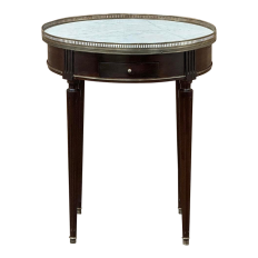 19th Century French Louis XVI Mahogany Marble Top Bouillotte Table