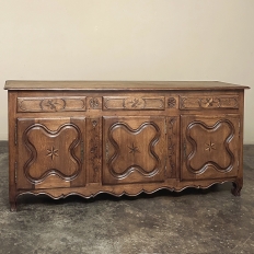 19th Century Country French Inlaid Cherry Wood Buffet