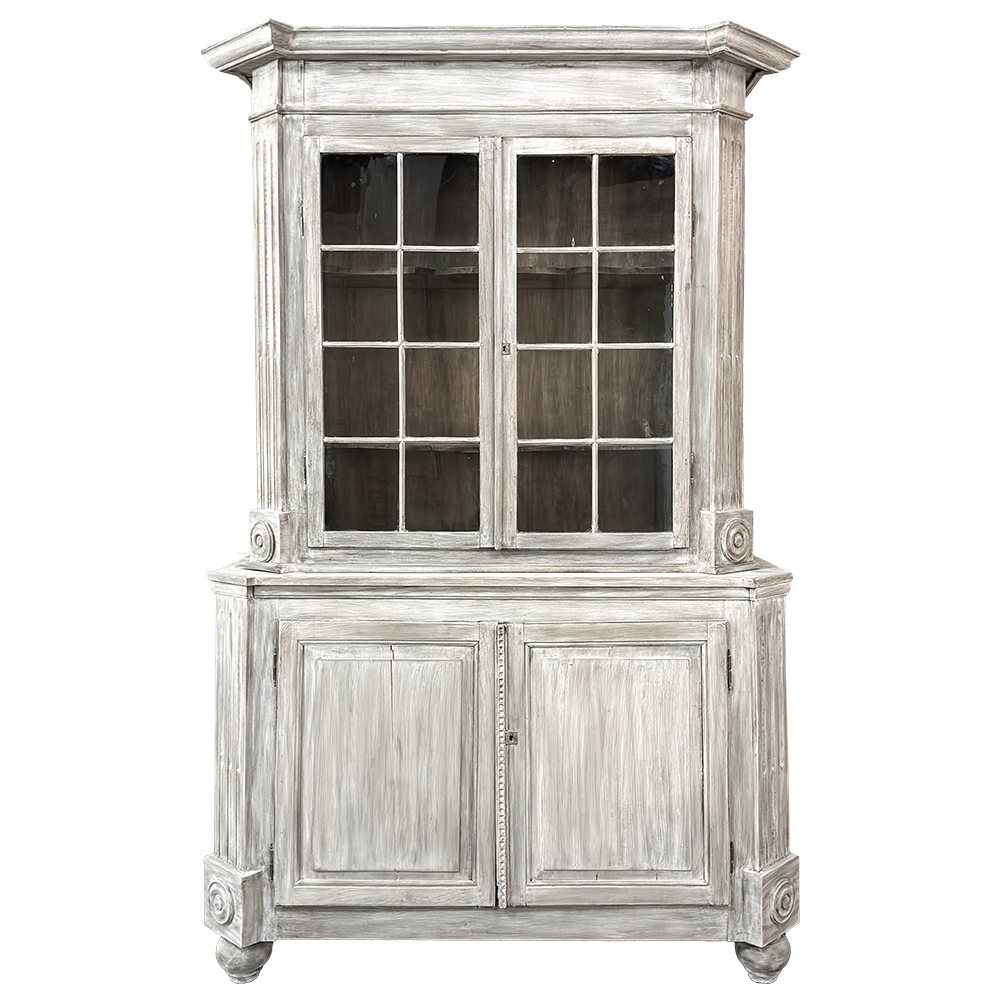 19th Century French Louis XIII Whitewashed Oak Bookcase