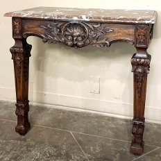19th Century French Walnut Louis XIV Marble Top Console