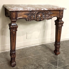 19th Century French Walnut Louis XIV Marble Top Console