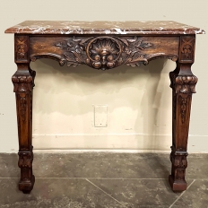 19th Century French Walnut Louis XIV Marble Top Console