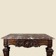 19th Century French Walnut Louis XIV Marble Top Console