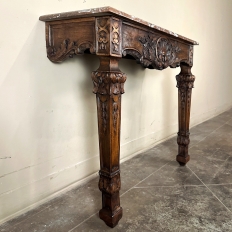 19th Century French Walnut Louis XIV Marble Top Console