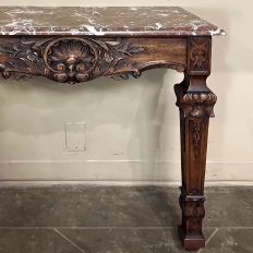 19th Century French Walnut Louis XIV Marble Top Console