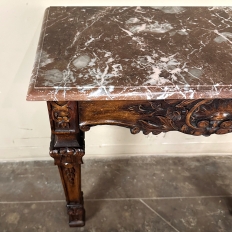 19th Century French Walnut Louis XIV Marble Top Console