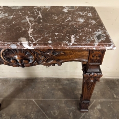 19th Century French Walnut Louis XIV Marble Top Console