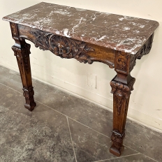 19th Century French Walnut Louis XIV Marble Top Console