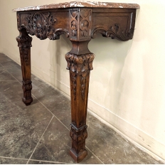 19th Century French Walnut Louis XIV Marble Top Console