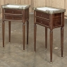 Pair Antique French Directoire Style End Tables with Carrara Marble