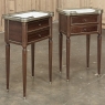 Pair Antique French Directoire Style End Tables with Carrara Marble