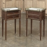Pair Antique French Directoire Style End Tables with Carrara Marble