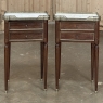 Pair Antique French Directoire Style End Tables with Carrara Marble