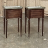 Pair Antique French Directoire Style End Tables with Carrara Marble