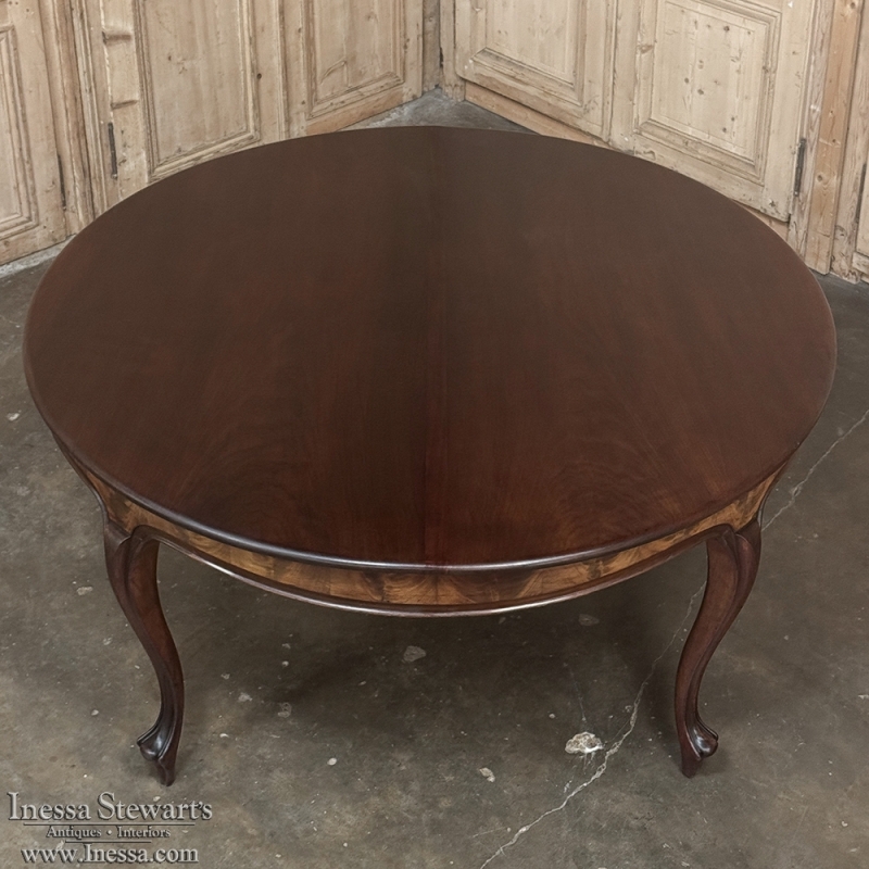 Antique French Louis XV Mahogany Round Dining Table