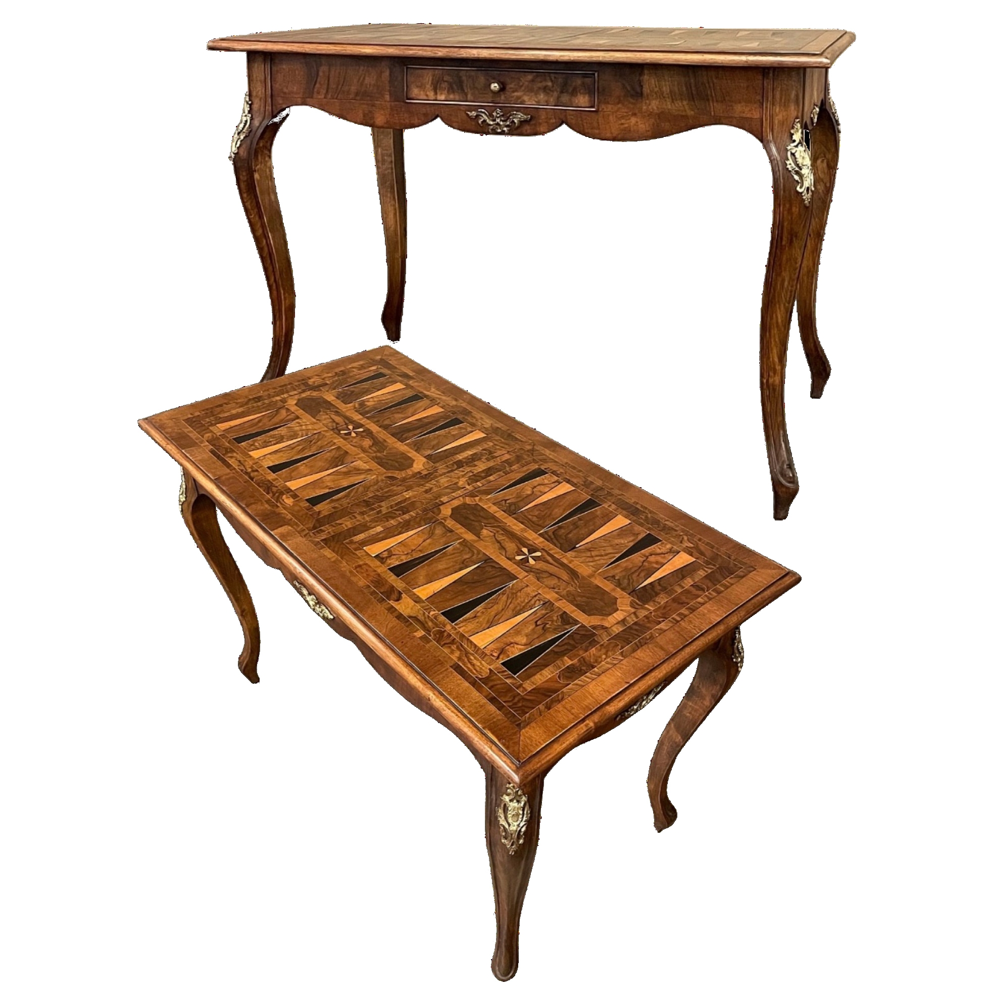 Antique Italian Inlaid Walnut Game Table - Inessa Stewart's Antiques