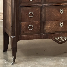 19th Century French Transitional Louis XV-Louis XVI Marble Top Mahogany Commode