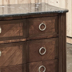19th Century French Transitional Louis XV-Louis XVI Marble Top Mahogany Commode