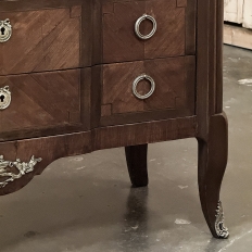 19th Century French Transitional Louis XV-Louis XVI Marble Top Mahogany Commode