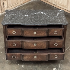 19th Century French Transitional Louis XV-Louis XVI Marble Top Mahogany Commode