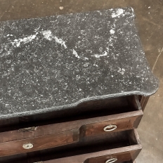 19th Century French Transitional Louis XV-Louis XVI Marble Top Mahogany Commode