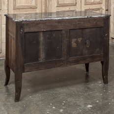 19th Century French Transitional Louis XV-Louis XVI Marble Top Mahogany Commode