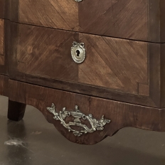 19th Century French Transitional Louis XV-Louis XVI Marble Top Mahogany Commode