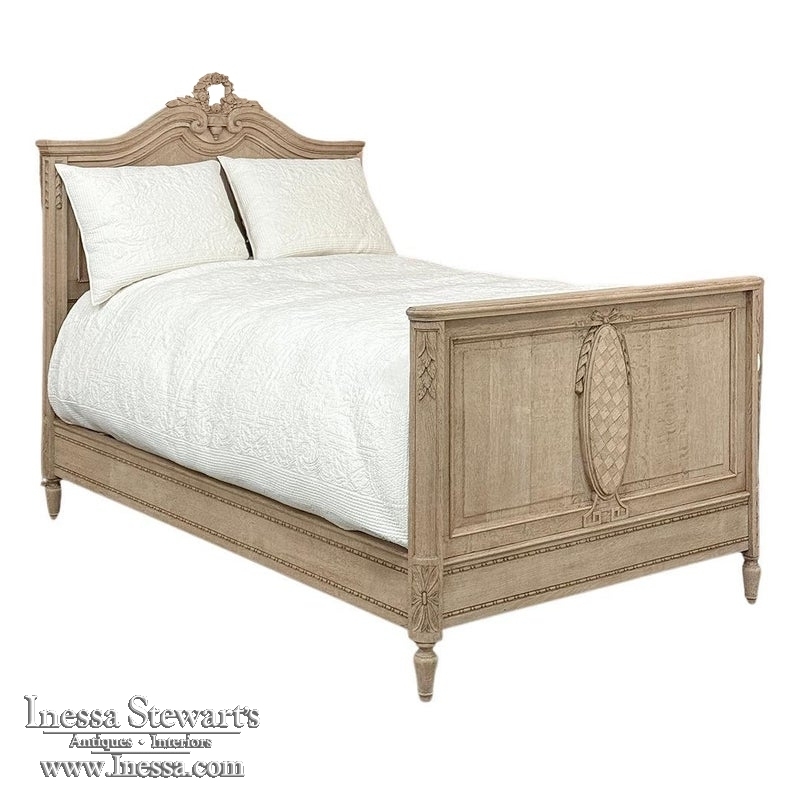 Antique Country French Louis XVI Stripped 3/4 Bed