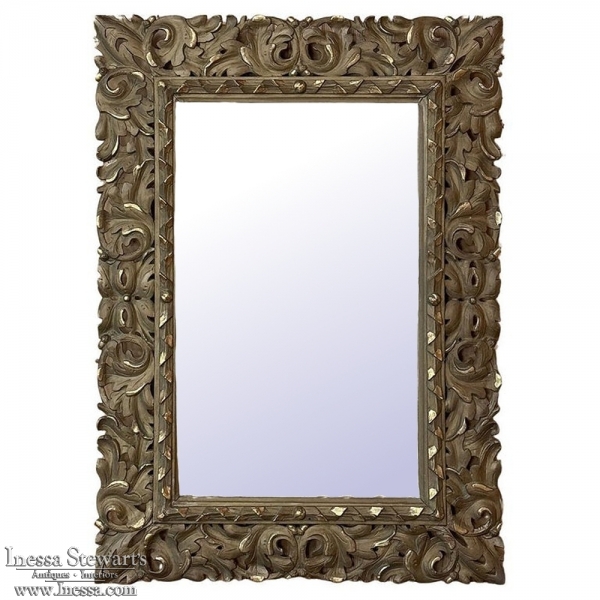 Antique Italian Renaissance Carved Giltwood Wall Mirror