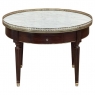 19th Century French Louis XVI Mahogany Marble Top Bouillotte Table